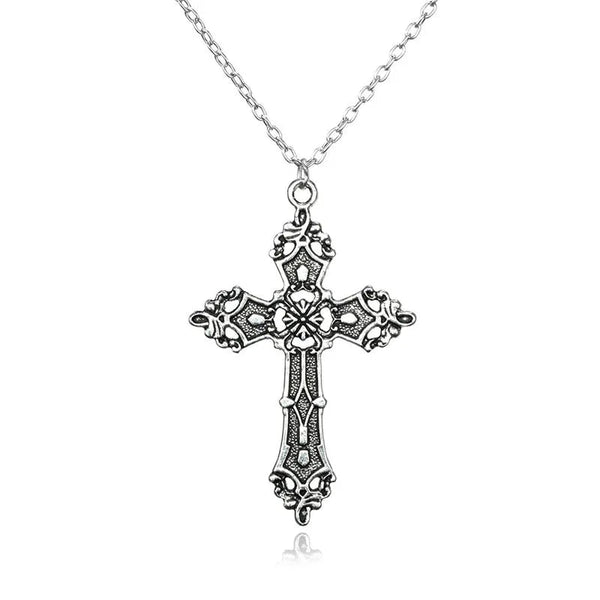 Large Silver Cross Earrings & Necklace - Mystical Rose Gems