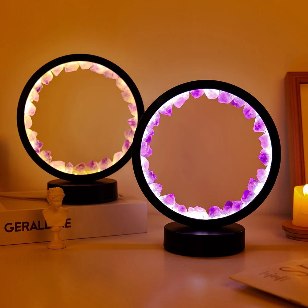 LED Crystal Glow Lamp - Mystical Rose Gems