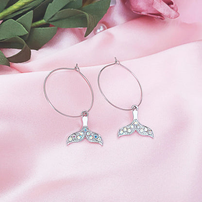 Mermaid or Whale Tail Hoop Earrings - Mystical Rose Gems