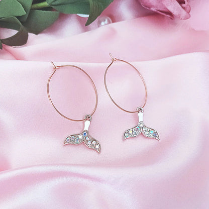 Mermaid or Whale Tail Hoop Earrings - Mystical Rose Gems