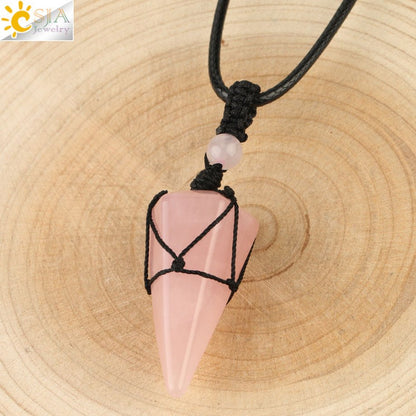 Natural Stone Healing Crystal Necklaces - Mystical Rose Gems