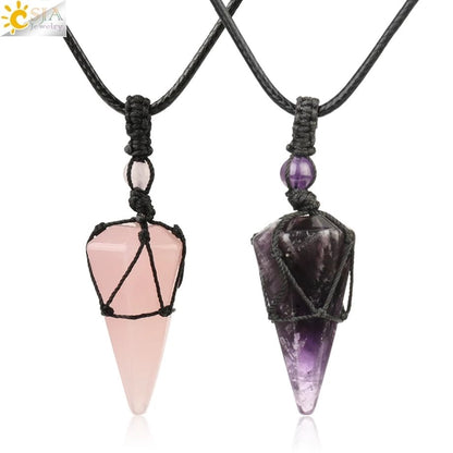 Natural Stone Healing Crystal Necklaces - Mystical Rose Gems