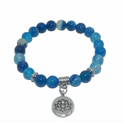 Natural Stone Lotus Charm Bracelet - Mystical Rose Gems