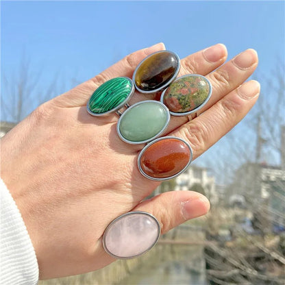 Natural Stone Polished Rings - Mystical Rose Gems