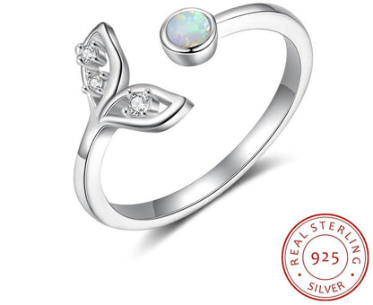 Opal Sterling Silver Mermaid Tail Ring - Mystical Rose Gems