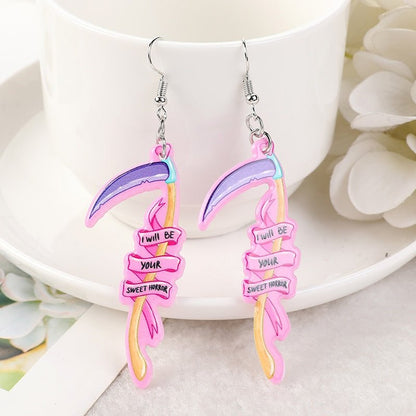 Pastel Skull Knife Earrings - Mystical Rose Gems