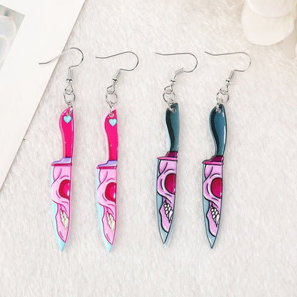 Pastel Skull Knife Earrings - Mystical Rose Gems