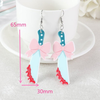 Pastel Skull Knife Earrings - Mystical Rose Gems