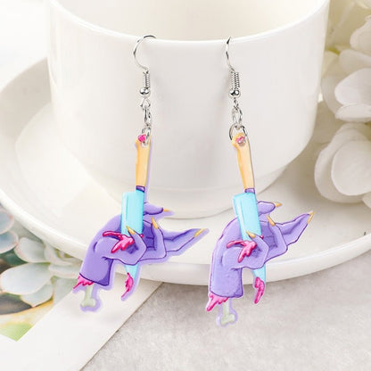 Pastel Skull Knife Earrings - Mystical Rose Gems