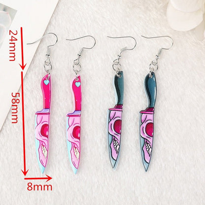 Pastel Skull Knife Earrings - Mystical Rose Gems