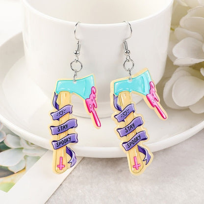 Pastel Skull Knife Earrings - Mystical Rose Gems