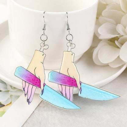 Pastel Skull Knife Earrings - Mystical Rose Gems