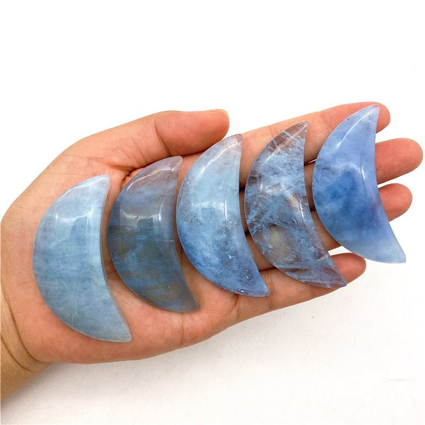 Polished Aquamarine Crystal Moons - Mystical Rose Gems