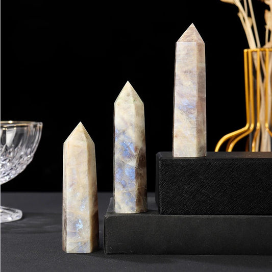 Polished Moonstone Crystal Tower - Mystical Rose Gems