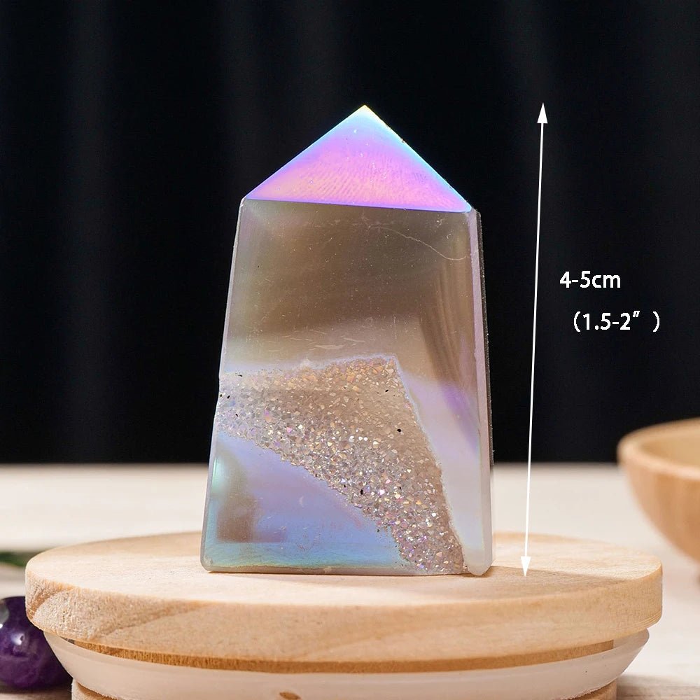 Rainbow Electroplated Agate Crystal Tower - Mystical Rose Gems
