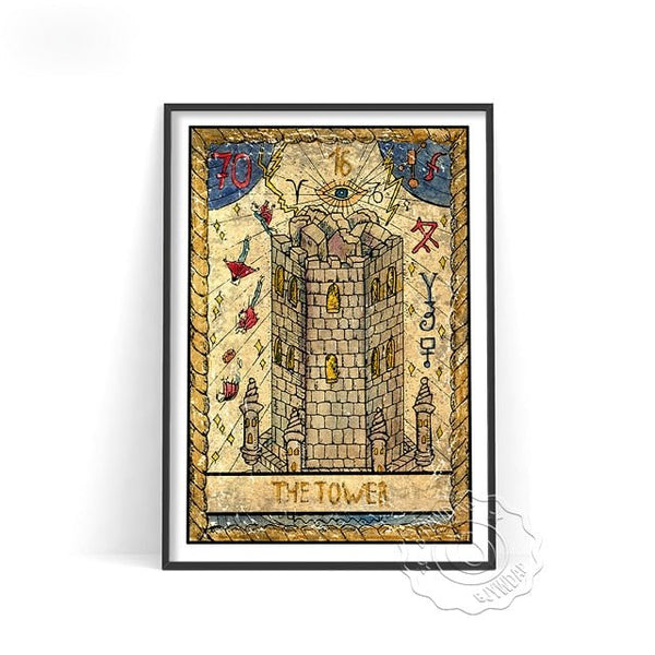 Retro Style Tarot Card Posters - Mystical Rose Gems