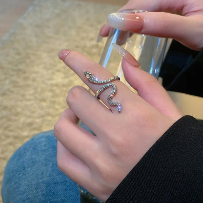 Rhinestone Adjustable Snake Ring - Mystical Rose Gems