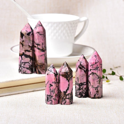 Rhodonite Crystal Tower - Mystical Rose Gems