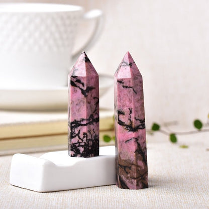 Rhodonite Crystal Tower - Mystical Rose Gems