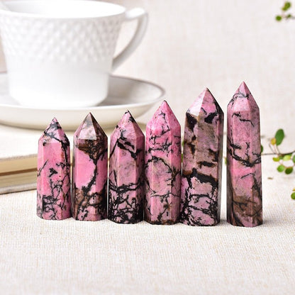 Rhodonite Crystal Tower - Mystical Rose Gems