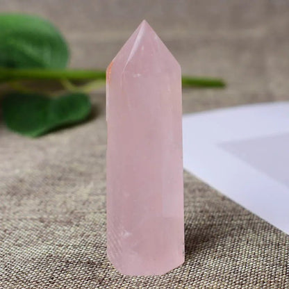 Rose Quartz Crystal Tower - Mystical Rose Gems