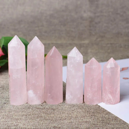 Rose Quartz Crystal Tower - Mystical Rose Gems