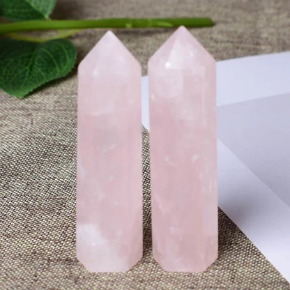 Rose Quartz Crystal Tower - Mystical Rose Gems