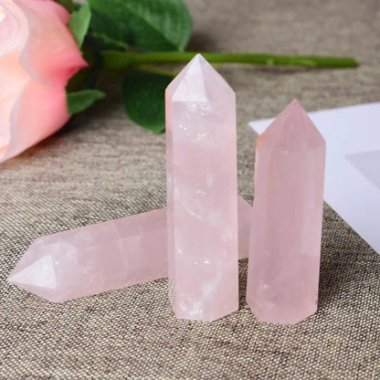 Rose Quartz Crystal Tower - Mystical Rose Gems