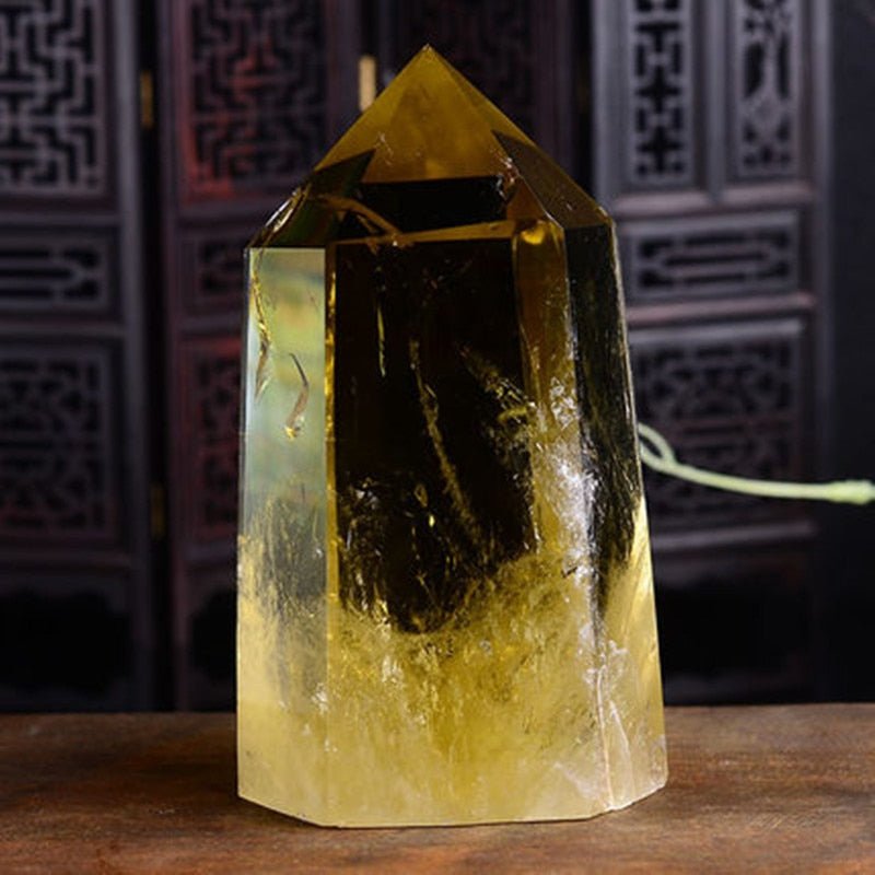 Smoky Citrine Yellow Quartz Crystal Point - Mystical Rose Gems