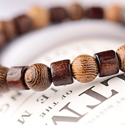 Tibetan Buddha Meditation Wood Bracelets - Mystical Rose Gems