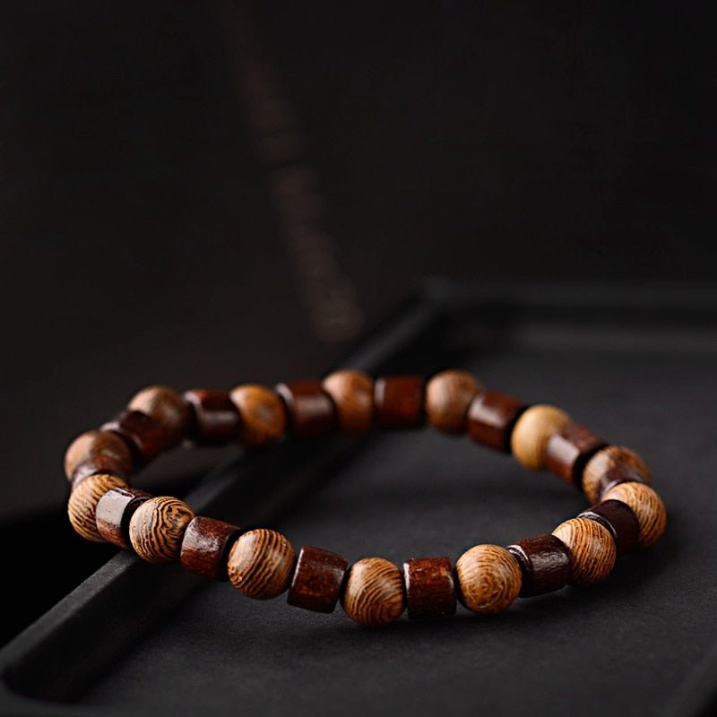 Tibetan Buddha Meditation Wood Bracelets - Mystical Rose Gems
