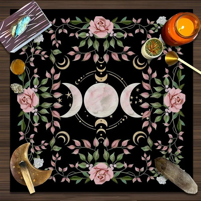 Triple Moon Altar Cloth - Mystical Rose Gems