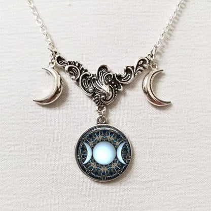 Triple Moon Goddess Necklace - Mystical Rose Gems