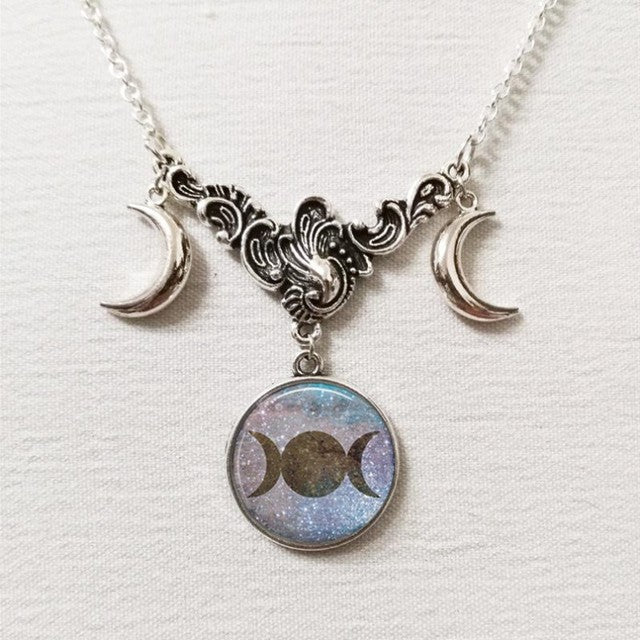Triple Moon Goddess Necklace - Mystical Rose Gems