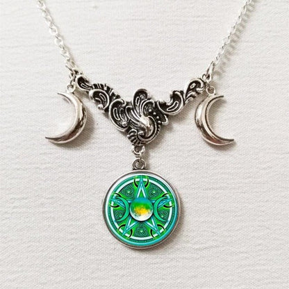 Triple Moon Goddess Necklace - Mystical Rose Gems