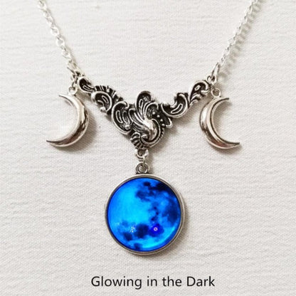 Triple Moon Goddess Necklace - Mystical Rose Gems