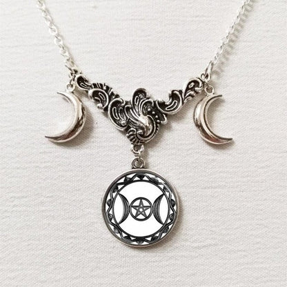 Triple Moon Goddess Necklace - Mystical Rose Gems