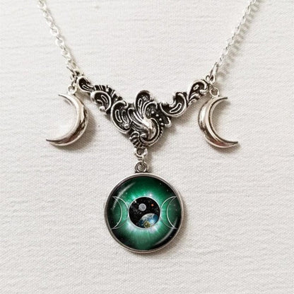 Triple Moon Goddess Necklace - Mystical Rose Gems