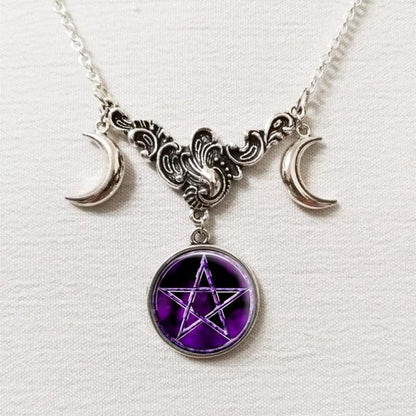 Triple Moon Goddess Necklace - Mystical Rose Gems