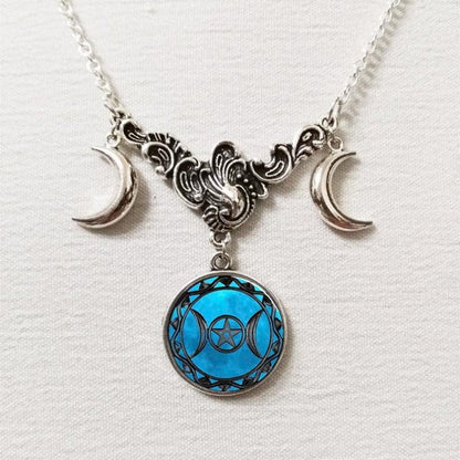 Triple Moon Goddess Necklace - Mystical Rose Gems