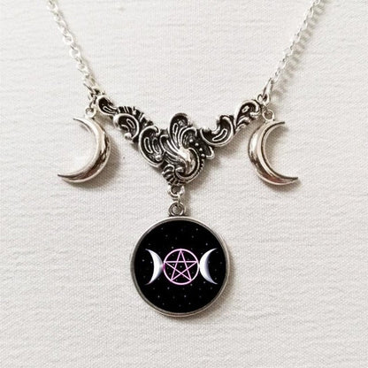 Triple Moon Goddess Necklace - Mystical Rose Gems