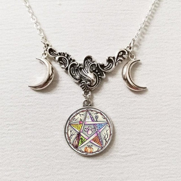 Triple Moon Goddess Necklace - Mystical Rose Gems