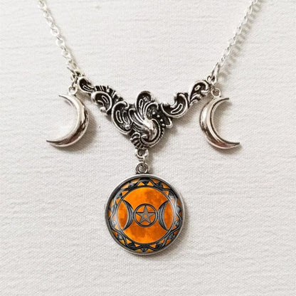 Triple Moon Goddess Necklace - Mystical Rose Gems