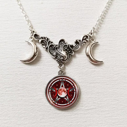 Triple Moon Goddess Necklace - Mystical Rose Gems