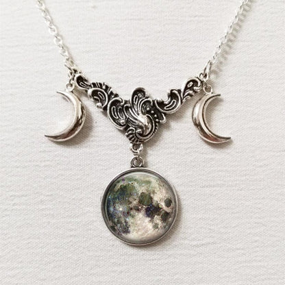 Triple Moon Goddess Necklace - Mystical Rose Gems