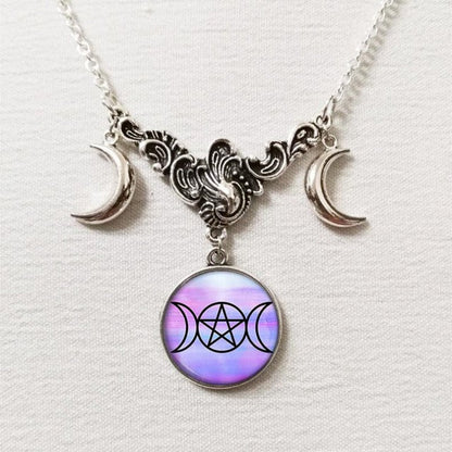 Triple Moon Goddess Necklace - Mystical Rose Gems