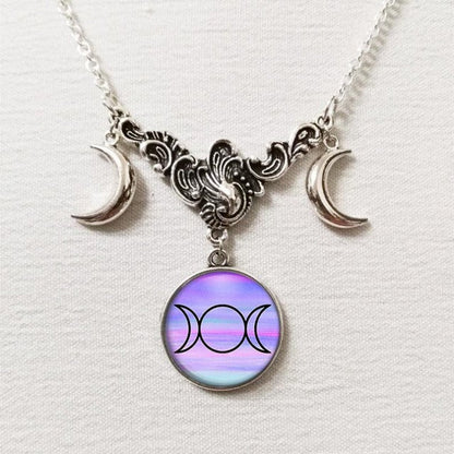 Triple Moon Goddess Necklace - Mystical Rose Gems