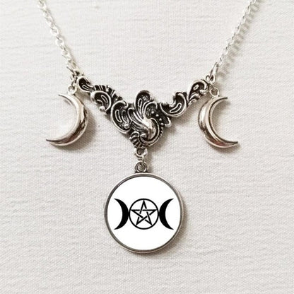 Triple Moon Goddess Necklace - Mystical Rose Gems