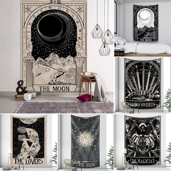 Various Tarot and Witchy Wall Tapestries - Mystical Rose Gems