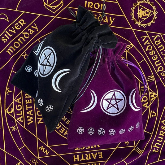 Velvet Moon Phase Tarot Card Storage Bags - Mystical Rose Gems